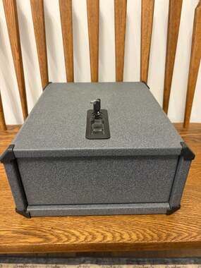 USA Made Portable Security Lock Box Grey Steel Cash Safe
